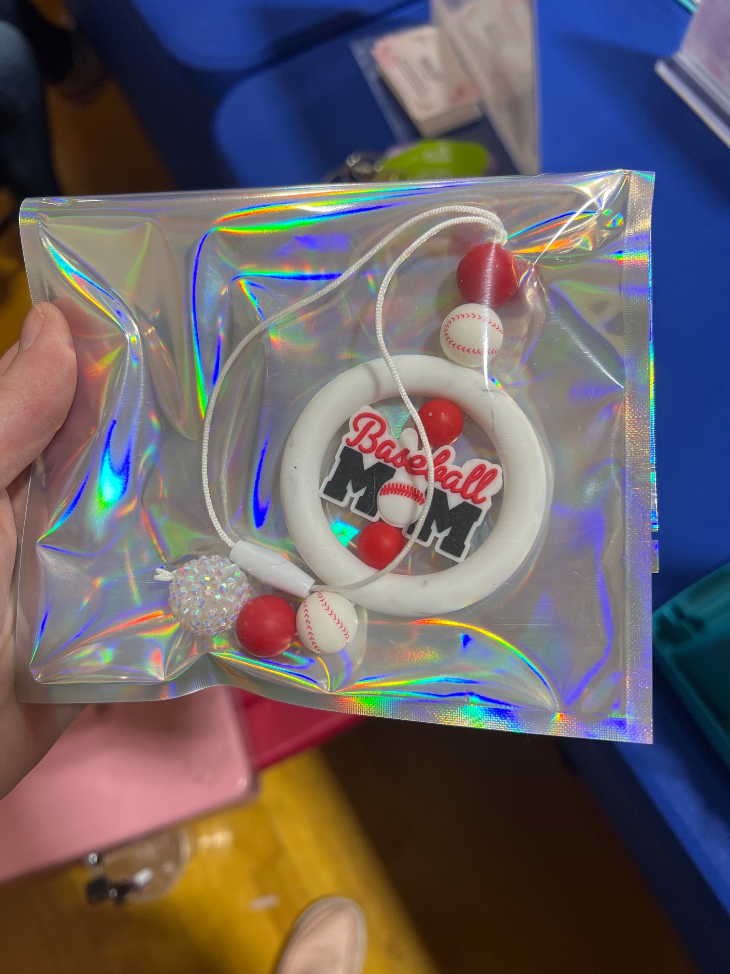 Baseball mom rear view dangle