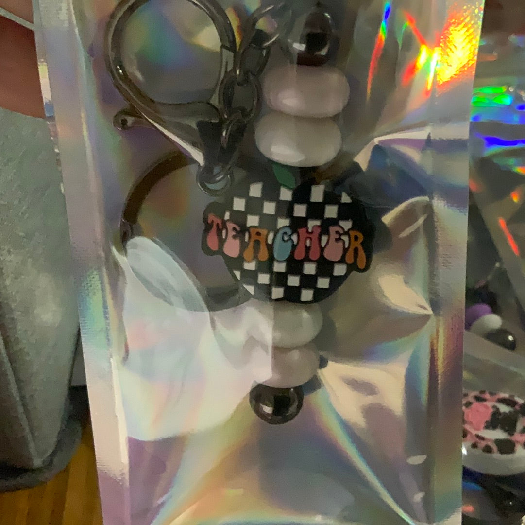 Checkered Teacher Keychain Bar