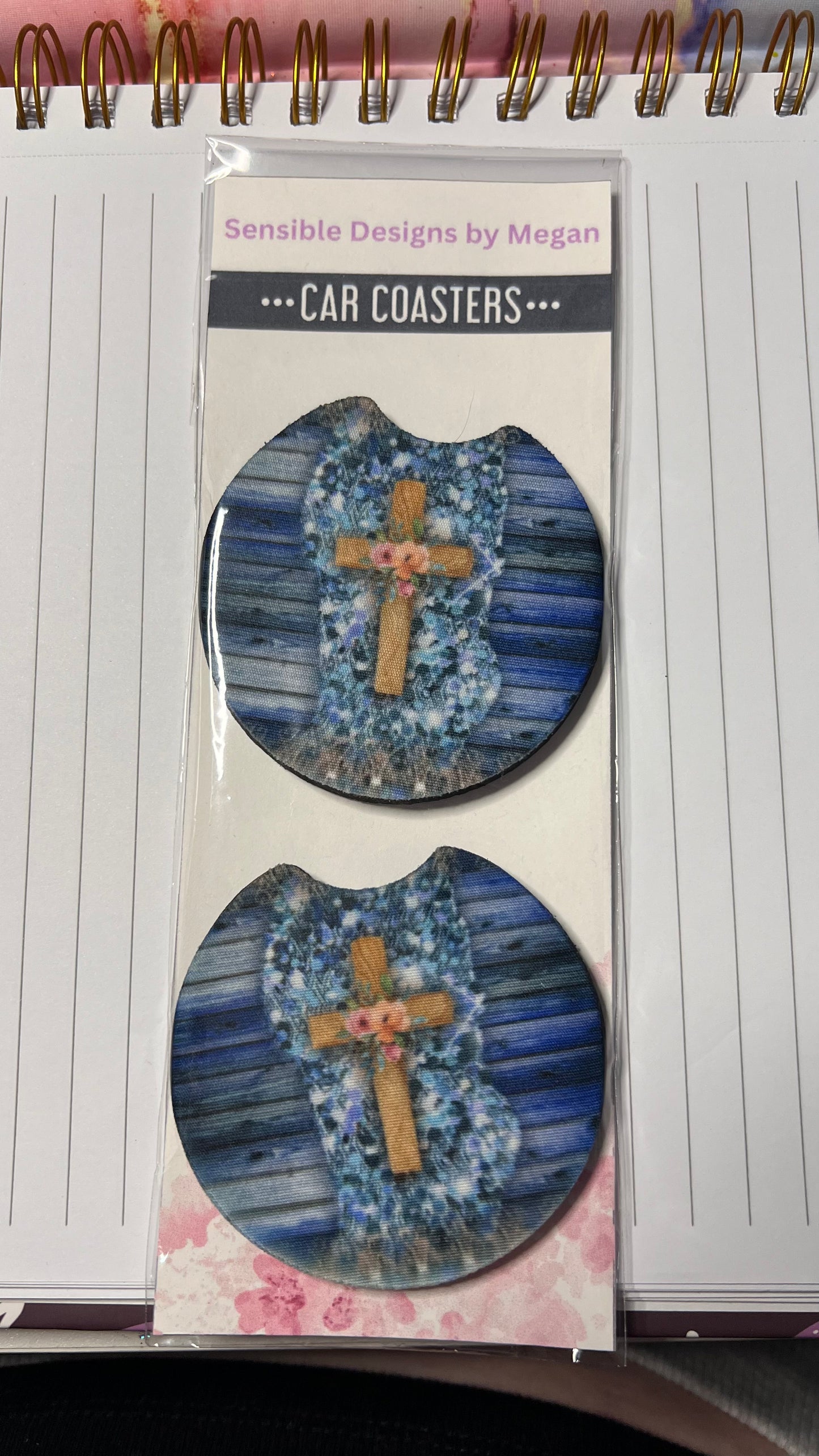 Blue cross car coasters