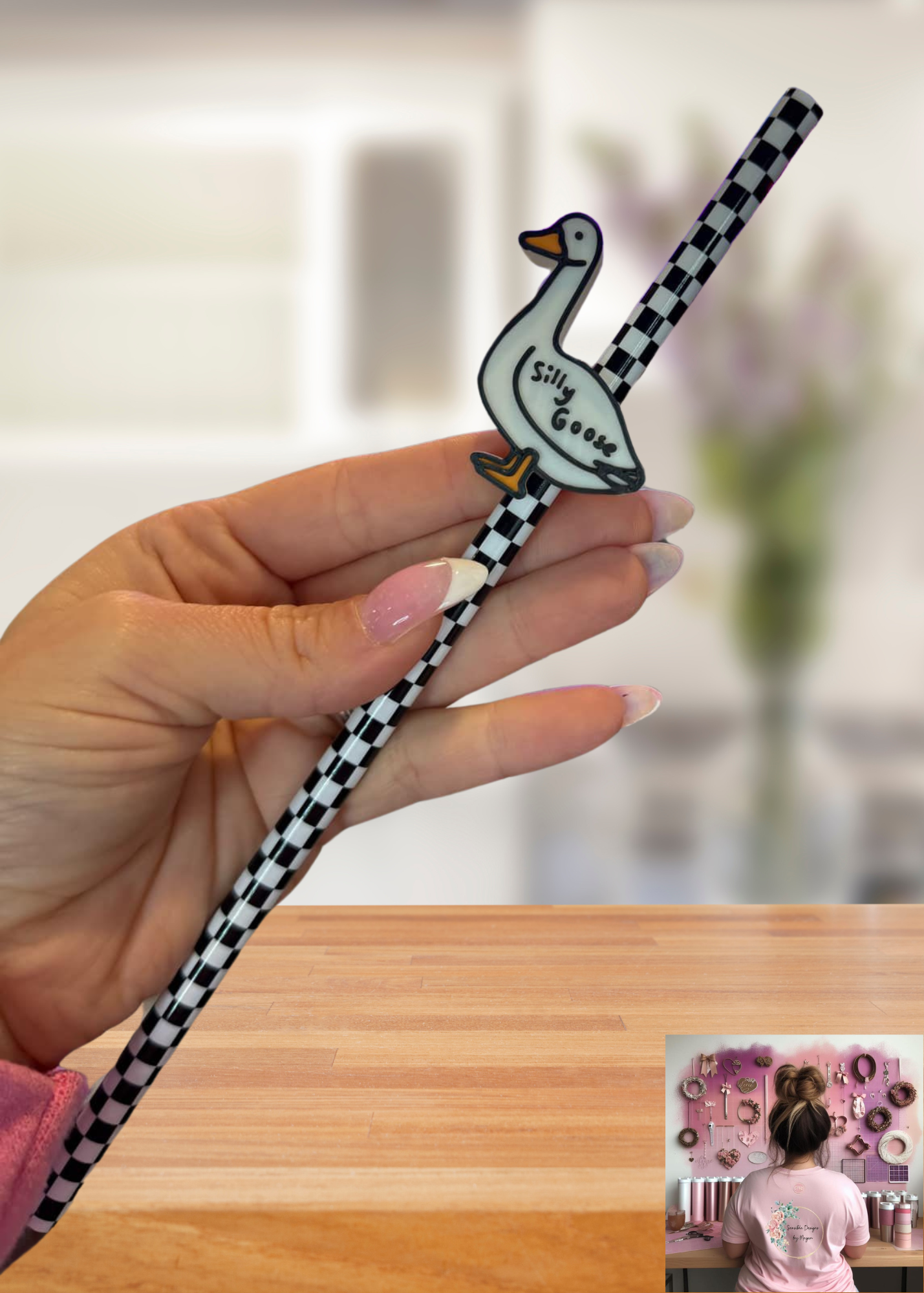 3D Printed Silly Goose Straw Topper