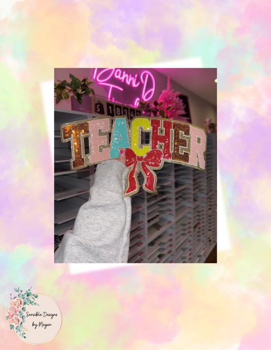 Teacher Sequin w/ Bow Patch