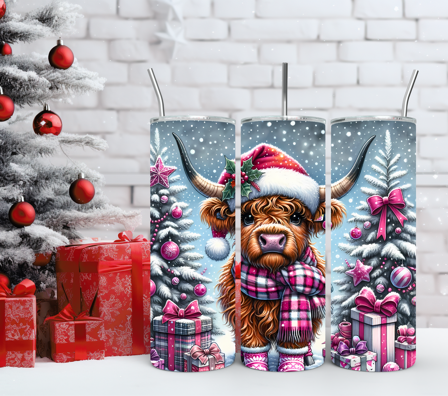 Festive Highland Cow (20 oz)