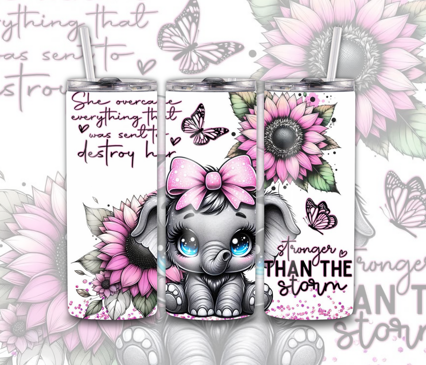 Stronger Than the Storm Pink Elephant 20 Oz