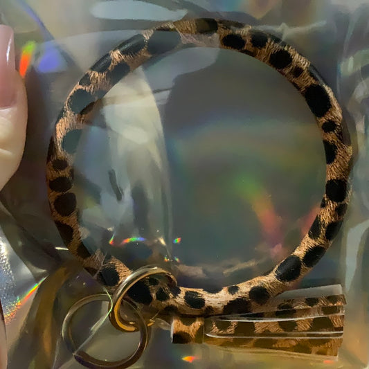 Dark Leopard Print Wristlet