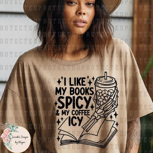 I like my books spicy and Coffee Icy Crew Neck