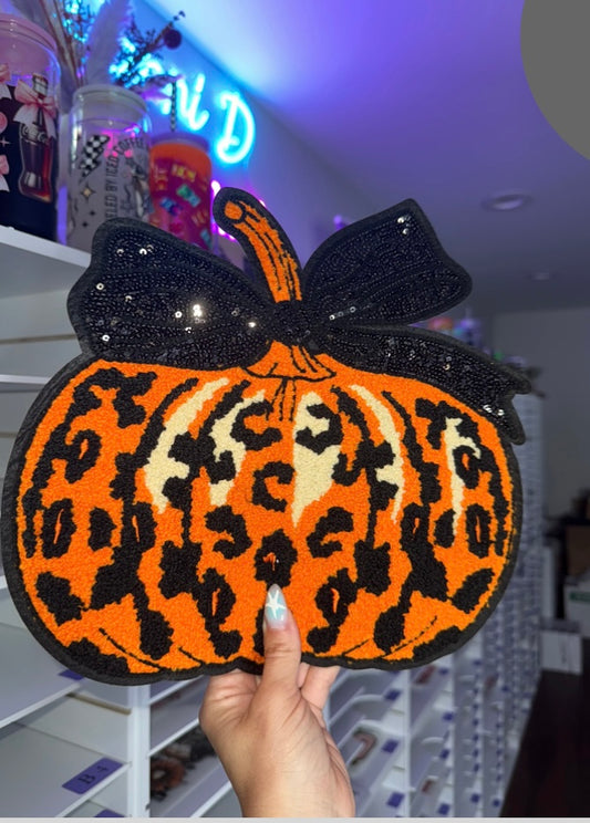Leopard Sequin Pumpkin Chenille Patch