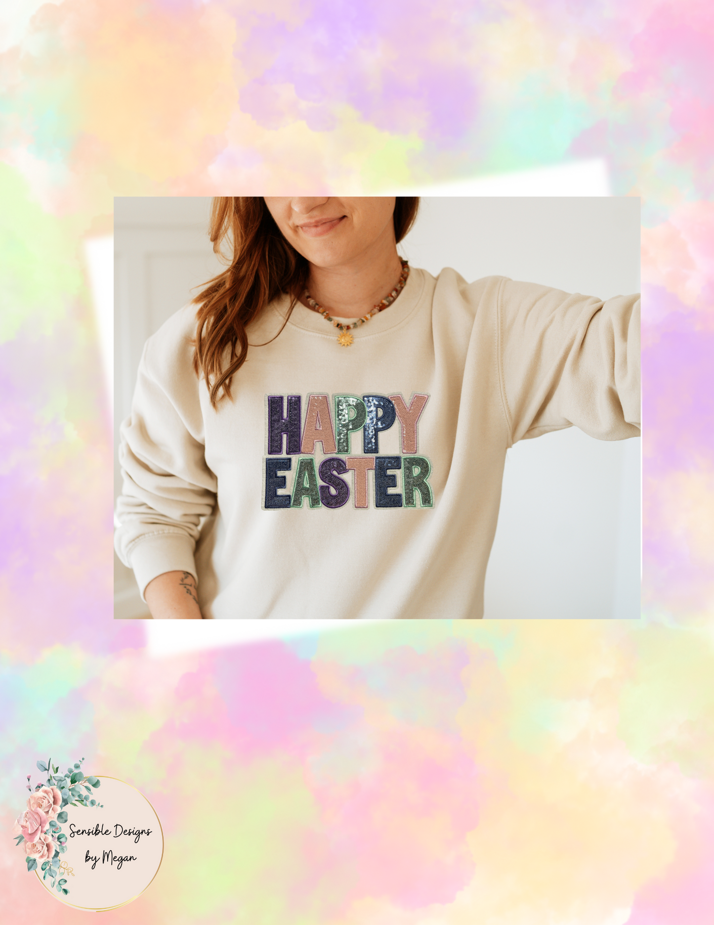 Pastel Happy Easter Sequin Patch