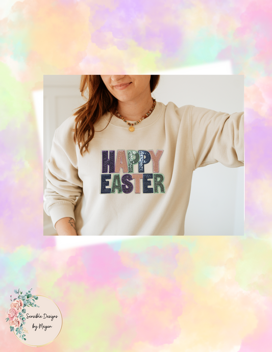 Pastel Happy Easter Sequin Patch