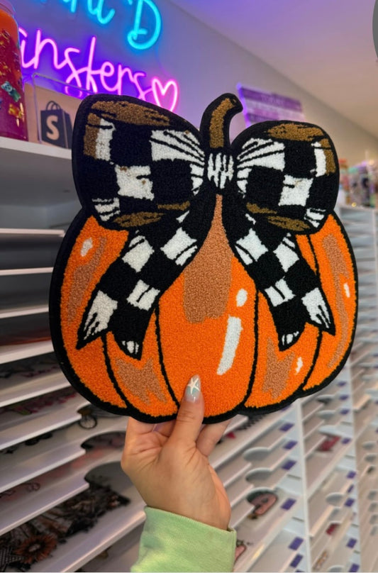 Checkered Pumpkin Chenille Patch