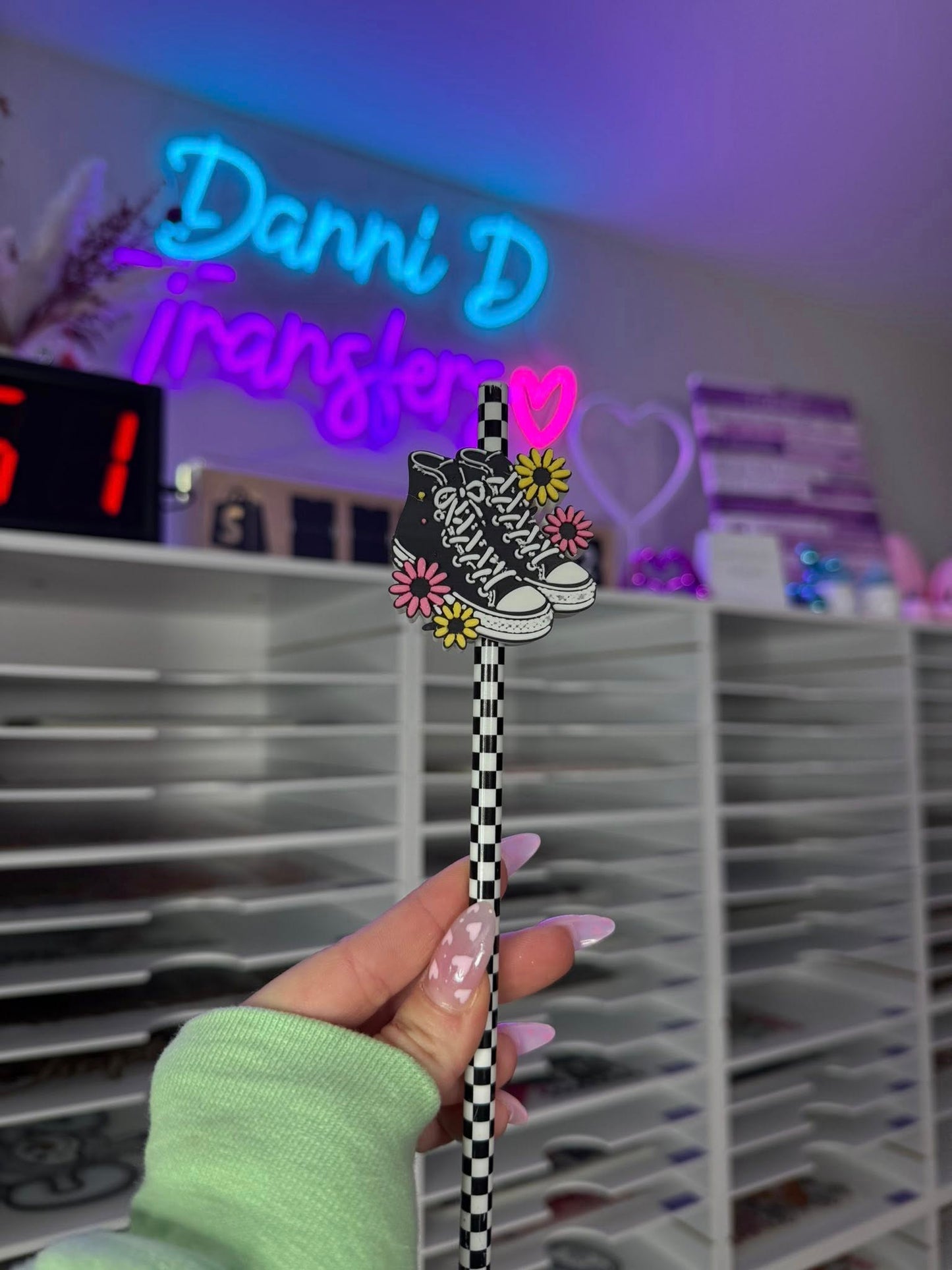 Floral Sneaker Straw Topper