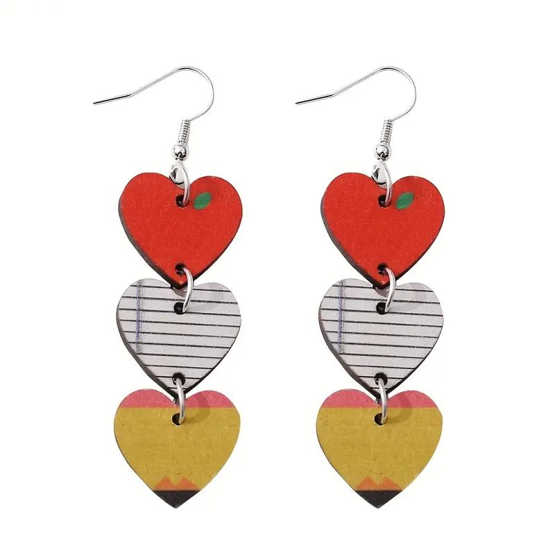 Three Heart Teacher Earrings