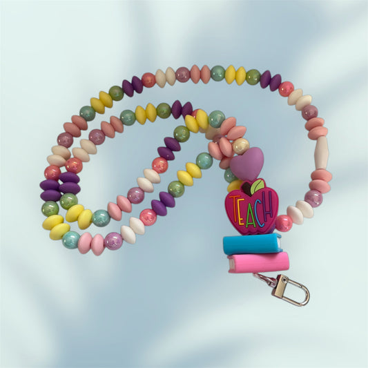 Pink Teach Silicone Lanyard