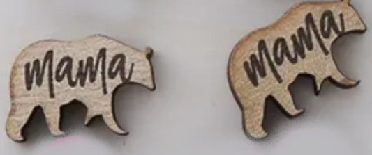 Mama Bear Wood Earrings