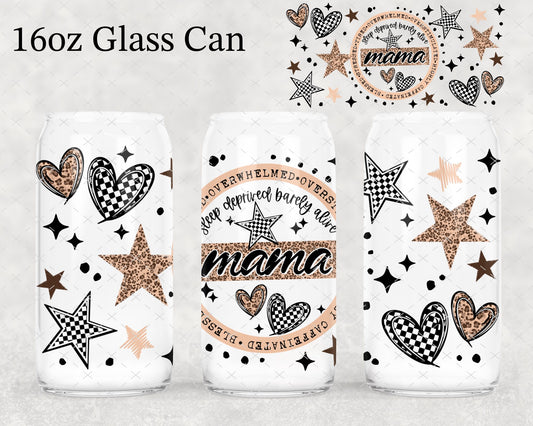 Mama W/ Gold and Checkered Hearts UV DTF Wrap