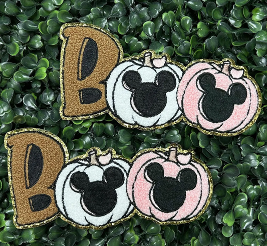 Boo Mouse Head Chenille Patch