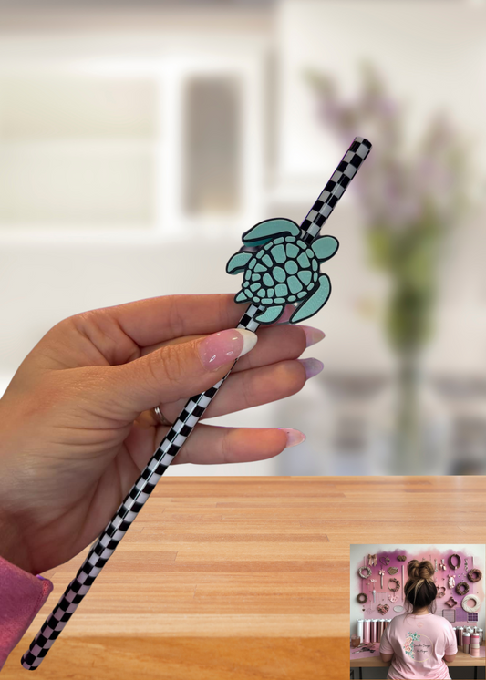 3D Printed Turtle Straw Topper