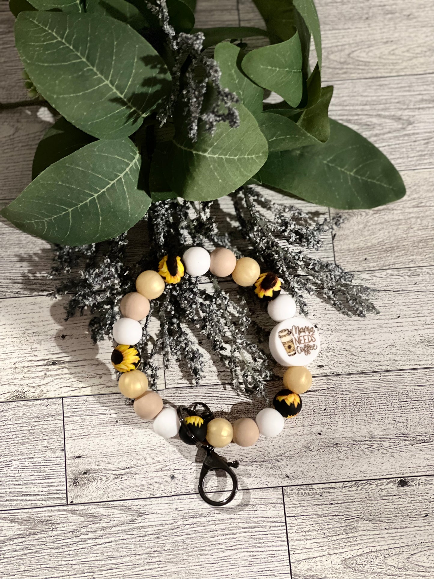 Mama Needs Coffee (sunflower) Wristlet