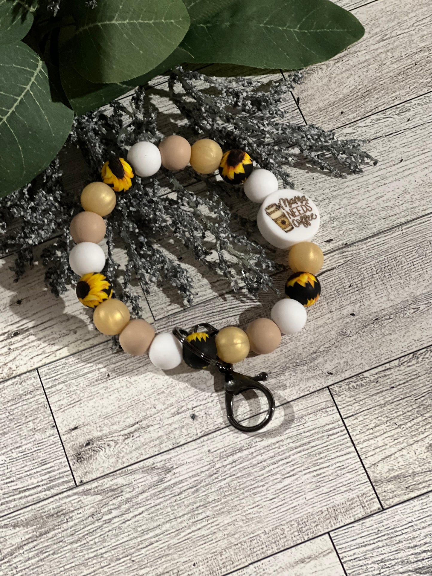 Mama Needs Coffee (sunflower) Wristlet